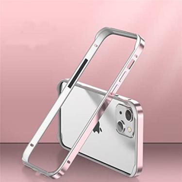 Imagem de Capa compatível com iPhone 12 Pro MAX, capa amortecedora de metal anti-arranhões liga de alumínio moldura de metal quatro cantos proteção à prova de choque capa protetora rígida armadura capa de telefone - rosa