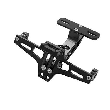 Imagem de Suporte de placa de carro TESWNE universal para motocicleta com luz de LED traseira, suporte de eliminador de para-lama ajustável para Yamaha para Kawasaki para DucatiTESWNE preto XM-TES-151-1