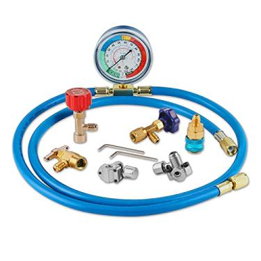 Imagem de Lichamp A/C R134A Geladeira Freon Kit de Mangueira Recarga com Calibre, Válvula de Piercing Bala, Piercing e Abertura Autovedante