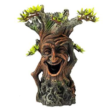 Imagem de Tfwadmx Decoração de tronco de árvore de aquário estátua de árvore de aquário oca raiz de toco oco esconderijo ornamento de água salgada de água doce para camarão de peixe