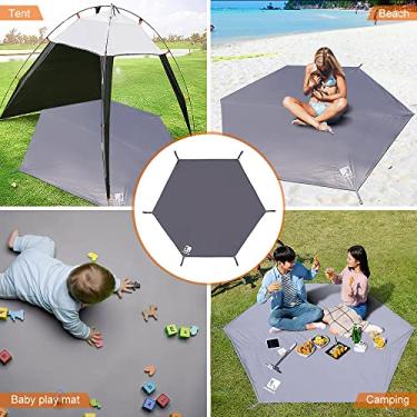 Imagem de Tingpai Tapete de piquenique impermeável lona de acampamento engrossar almofada de p ia durável tapete de bar ca h gonal multifuncional pegada de sol dossel folha de chão pa caminhadas mochila de via