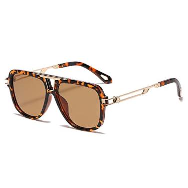 Imagem de Óculos de sol retrô de armação grande tons de negócios casual quadrado óculos de sol masculino óculos de sol, 5, tamanho único