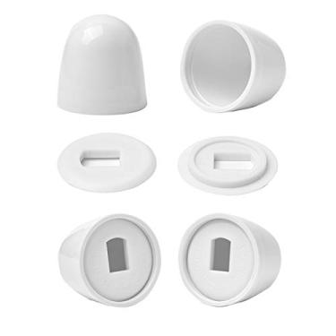 Imagem de Jwodo Tampas de vaso sanitário, pacote com 4 tampas de vaso sanitário redondas de plástico universal, com arruelas extras para fácil instalação, 3,5 cm de altura, cor branca
