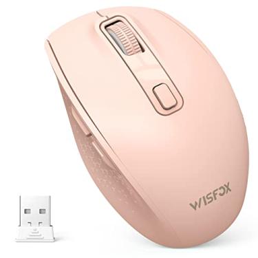 Imagem de WisFox Mouse Bluetooth, mouse sem fio silencioso vem com 2 modos (Bluetooth 3.0/5.0 + USB), mouse sem fio portátil multidispositivo para laptop, iPad, MacOS, PC, Windows, Android (rosa)