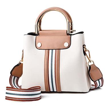 Imagem de Bolsa transversal de alça superior para mulheres bolsa de couro média bolsa de ombro moda bolsa feminina bolsa de ombro, Branco