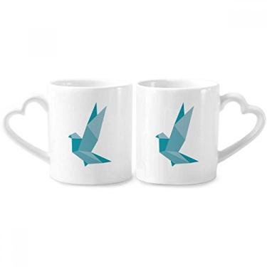Imagem de Conjunto de canecas de porcelana para casais, estampa abstrata, pombo de granada, de origami, coração