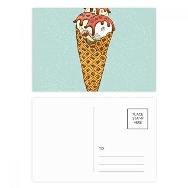 Imagem de Conjunto de cartão postal vermelho branco ovo bola sorvete cartão postal correio de aniversário cartão de agradecimento