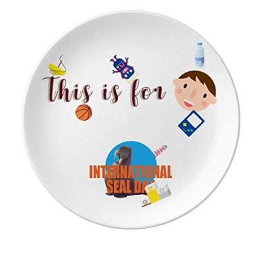 Imagem de Prato de porcelana de jantar redondo para homens e meninos