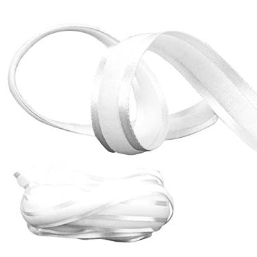 Imagem de Fita para presente de fita decorativa, poliéster flexível 1,54 cm de comprimento para casamentos (cor branca 4)