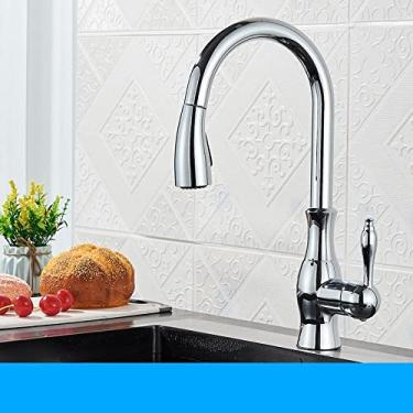 Imagem de Torneiras de cozinha pretas extraíveis para pia de cozinha torneira misturadora monocomando de água torneira guindaste para cozinha misturador de rotação 360, TIPO A, cromado