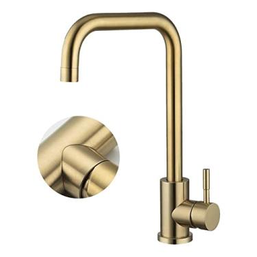 Imagem de Torneira de cozinha de aço inoxidável de ouro preto 360 Torneira de cozinha giratória Torneira de montagem no convés Torneiras misturadoras de pia de água quente e fria, G