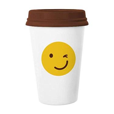 Imagem de Blink Smile - Caneca com estampa de ilustração de rosto amarelo para café e copo de cerâmica