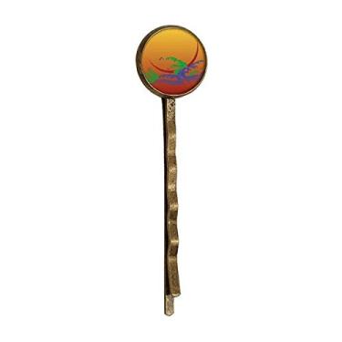 Imagem de Pino de cabelo de metal retrô dourado com flor da cultura japonesa