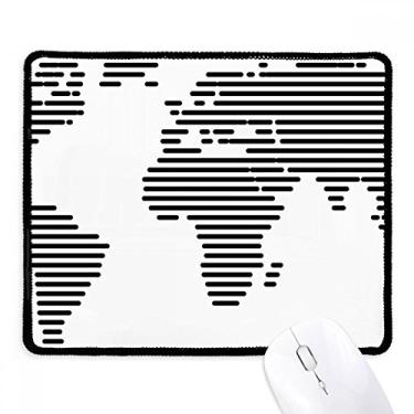 Imagem de Mouse pad simples com estampa de mapa-múndi de linha preta e borda costurada para jogos