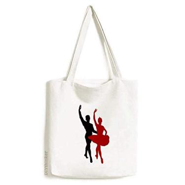 Imagem de Bolsa de compras casual de lona com estampa de dueto de dança social