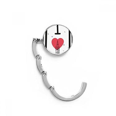 Imagem de Gancho de mesa com estampa de palavras I Love London com fecho decorativo dobrável
