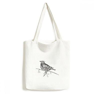 Imagem de Bolsa de lona com pintura de pássaro voando pequena bolsa de compras casual bolsa de mão