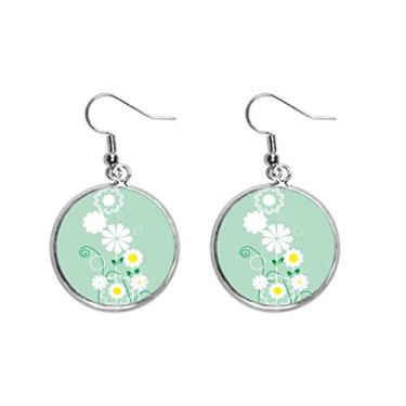 Imagem de Brinco feminino com pingente de pétala de folhas verdes e flores