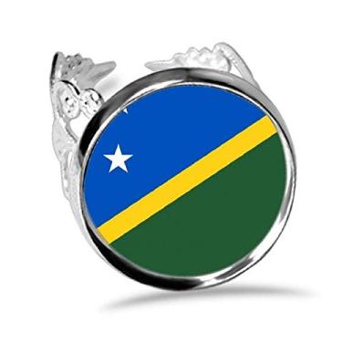 Imagem de DIYthinker Anel de noivado ajustável com a bandeira nacional da Oceania Ilhas Salomão