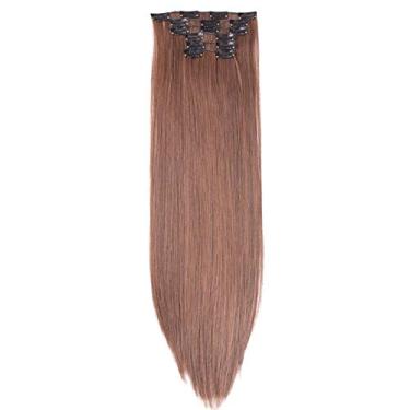 Imagem de Travessa de cabelo 140G reta com 16 grampos Grampo sintético em extensões de cabelo resistente ao calor de 22 polegadas, 1B