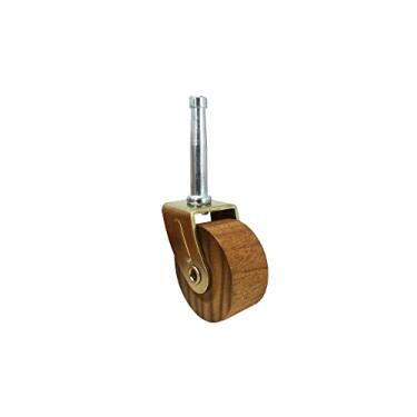 Imagem de Shepherd Hardware Rodinhas de haste de designer 9051 1-5/8 polegadas, roda de madeira, diâmetro da haste de 1,5 cm, marrom, pacote com 2