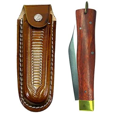 Imagem de Canivete Trevo Churrasqueiro Extra Grande 26cm Aço Inox Cabo Madeira + Bainha em Couro Legítimo