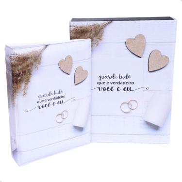 Imagem de Estojo Imantado Álbum 100 Fotos 15x21 VOCÊ E EU Aliança Namorados Casamento Bodas Enlace