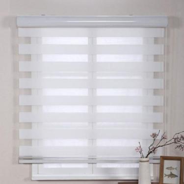 Imagem de Persiana Rolo Duplo Zebra Sunny Branca 220 (L) x 220 (A) Cortina Double Vision C/ Bandô 2,20 X 2,20