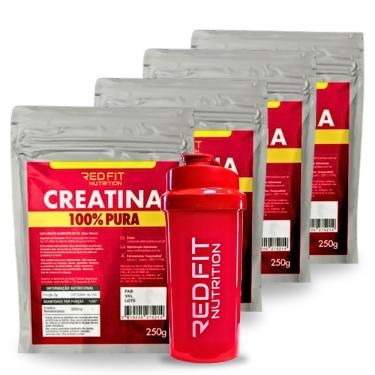 Imagem de Suplemento em Pó Red Fit Nutrition 100% Puro Importado c/ Laudo Kit Creatina 250g ( 4 Unidades )