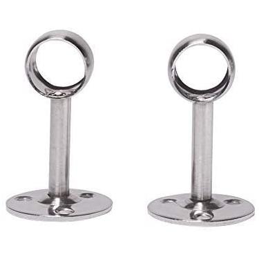 Imagem de Bettomshin Suporte de tubo de guarda-roupa, diâmetro de 0,75 polegada, soquete de suporte de haste de trilho montado no teto prateado 2 peças