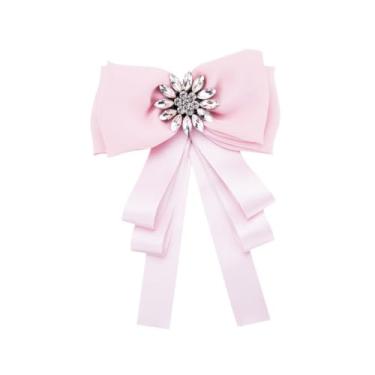 Imagem de Holibanna 1 Unidade meias de boneca broches rosa para mulheres blusa com broche cristal diomand graça laço alfinete de peito broche de gravata borboleta camisa amarrar fita PIN Senhorita