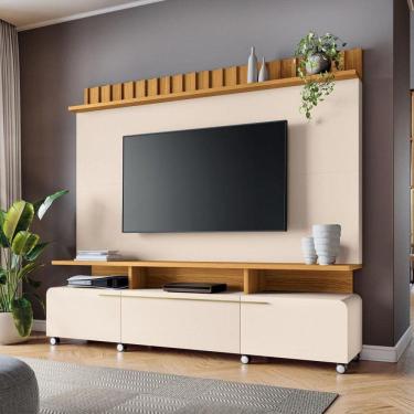 Imagem de Estante Home para TV até 70 Polegadas 2 Portas 1 Gaveta Ripado com Rodízios Artís HB Móveis