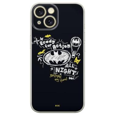 Imagem de ERT GROUP Capa de celular para iPhone 15 original e oficialmente licenciada DC padrão Batman 014 perfeitamente adaptada à forma do celular, capa feita de TPU