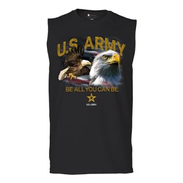 Imagem de Tee Hunt Camiseta US Army Be All You Can Be Muscle American Military Strong Veteran DD214 Patriotic Armed Forces Licenciada Masculina, Preto, M