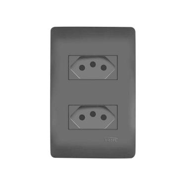 Imagem de Tomada Dupla Fame Habitat Black 2p+t 20a Com Placa 4x2 Preta