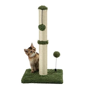 Imagem de MECOOL Poste arranhador para gatos premium básico arranhador de sisal com bola pendurada de 56 cm para gatinhos ou gatos menores, verde cacto