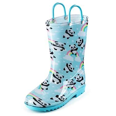 Imagem de Botas de chuva infantis e infantis com alças fáceis de calçar – Cores e designs para meninos e meninas – da Puddle Play, Panda, 10 Toddler