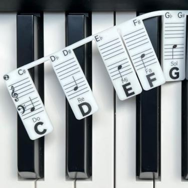 Imagem de BEATBIT Tiras de notas de piano com solfege (Do Re Mi...), servem para aprendizado de teclado de piano 88/76, adesivos removíveis para teclas de piano