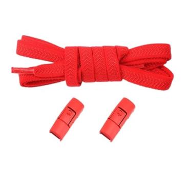 Imagem de No Tie Shoelaces Elastic Men And Women Casual Shoes Lazy Shoe Laces Colorful Press Metal Lock Flats Shoelace Accessories (Color : Red)