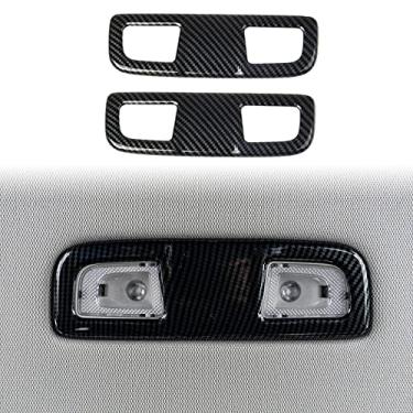 Imagem de Korlot Kit de acabamento de tampa de lâmpada de leitura de teto traseiro de fibra de carbono acessórios interiores para Chevrolet Traverse 2018-2023