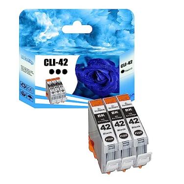 Imagem de Cartucho de tinta de substituição compatível com cartuchos de tinta Canon CLI-42, funciona para impressora Canon Pixma Pro 100 pacote com 3 BK (Cor: 3 BK Pack)
