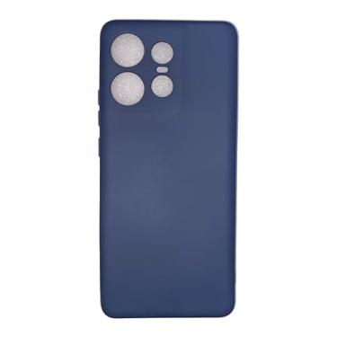 Imagem de Capinha Capa Silicone Aveludado Forro Interno para Motorola Edge 50 Pro (Azul-marinho)