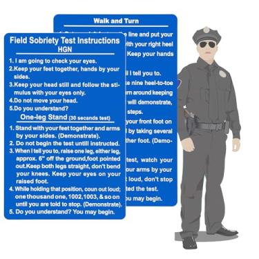Imagem de Velinpun 3 PCS Cartão de instruções de teste de sobriedade de campo padronizado de metal SFST/HGN, cartão SFST de alumínio para aplicação da lei, polícia, soldado, cartão DWI (3 peças azul)