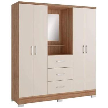 Imagem de Guarda Roupa/Roupeiro Carraro Roma 1181 4 Portas 3 Gavetas Com Espelho 198x160x46cm