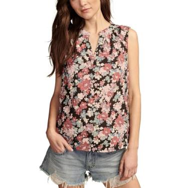 Imagem de Lucky Brand Camisa feminina sem mangas popover, Preto Multi, XGG