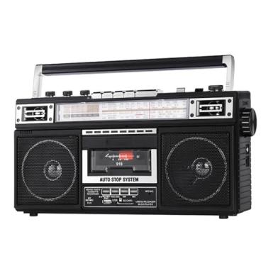 Imagem de Toca-fitas portátil, toca-fitas Bluetooth, gravador de fita/Bluetooth/U Disk/rádio de banda completa, rádio Bluetooth SW/AM/FM, equalizador de 3 bandas e entrada para fone de ouvido,Black