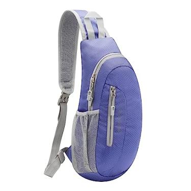 Imagem de Gisdanchz Bolsa tiracolo unissex em jacquard em jacquard com alça fina para trilhas, viagens, Azul, roxo, 40x20x6CM