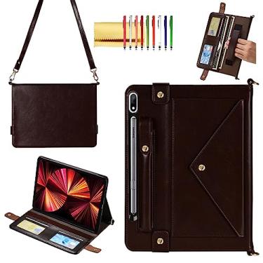 Imagem de Capa de mão para Samsung Galaxy Tab S10 Ultra/S9 Ultra/S8 Ultra de 14,6 polegadas, capa tipo carteira transversal Techcircle com suporte para caneta S + compartimentos para cartões + bolso fino + alça
