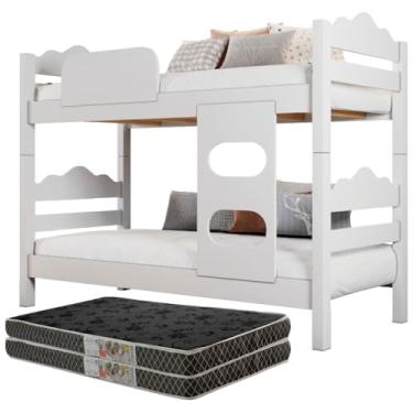 Imagem de Beliche Moderna Compacta Completa com 2 Colchões Confortáveis (Branco)