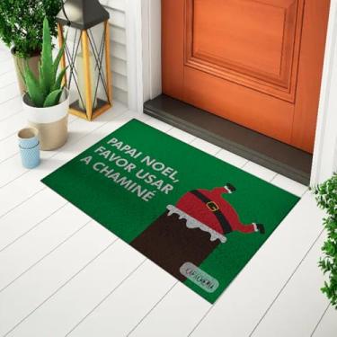 Imagem de Tapete Capacho Divertido e Criativo Decorativo Para Porta Natal - Papai Noel na Chaminé Ca300